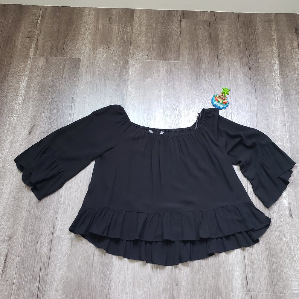 Zara Solid Ruffle Crop Top _Off Shoulder